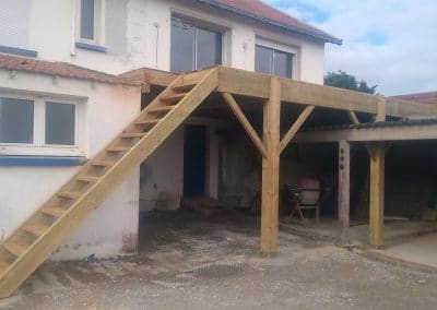 ossature bois pour terrasse à l'étage
